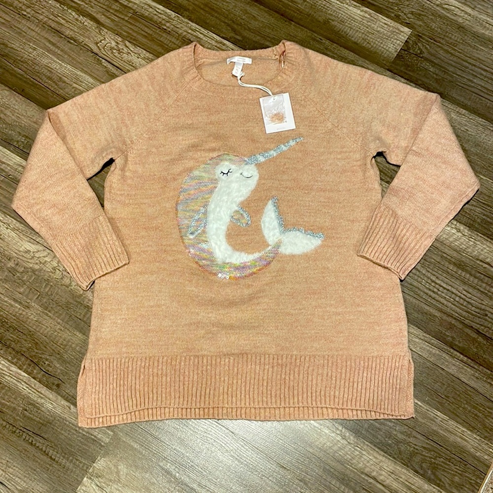 NEW Lauren Conrad Pink Sequin Narwhal Sweater